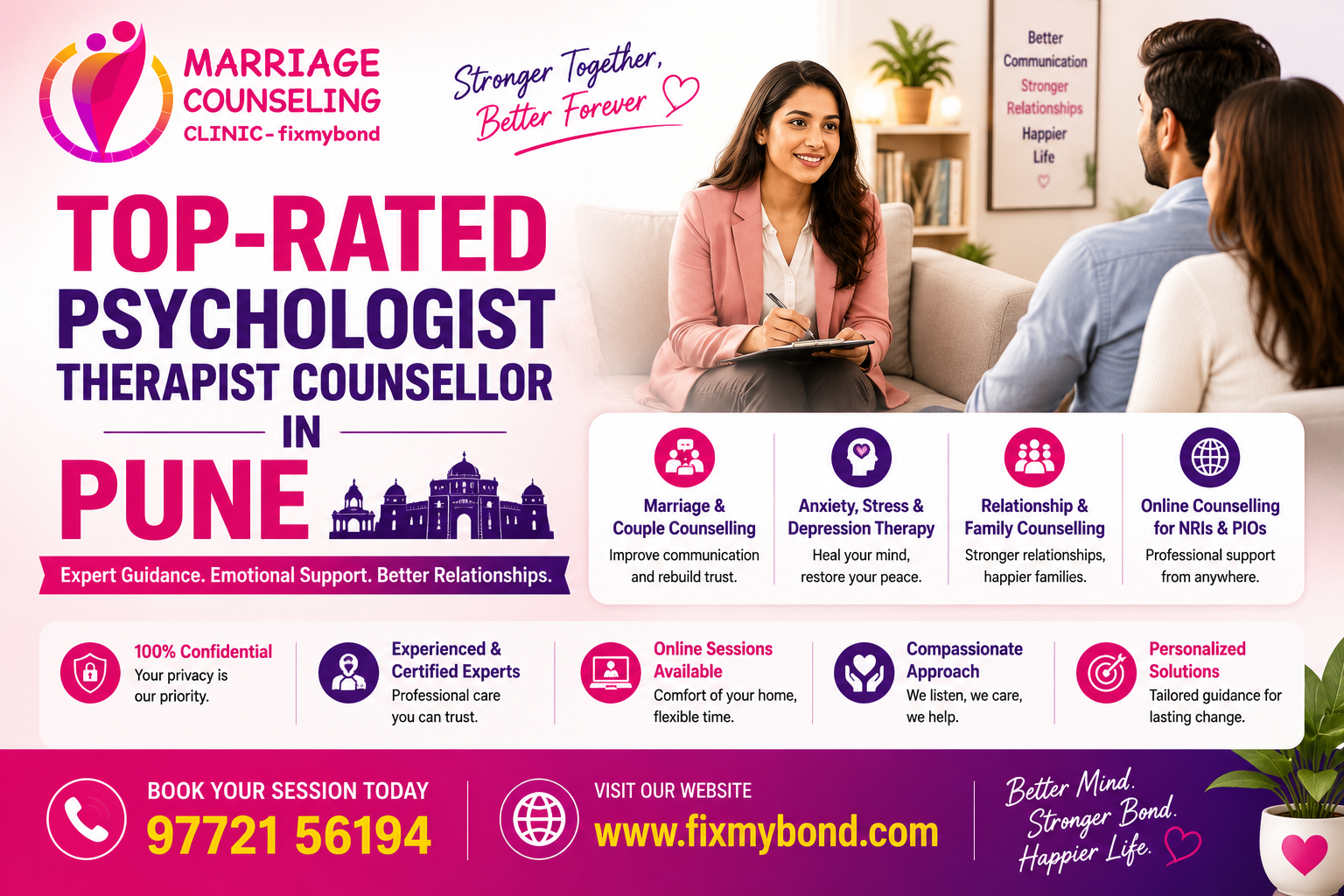 top-rated psychologist therapist counsellor in Pune
