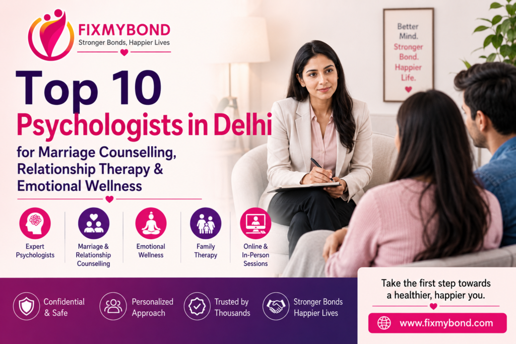 Top 10 Psychologists in Delhi fixmybond