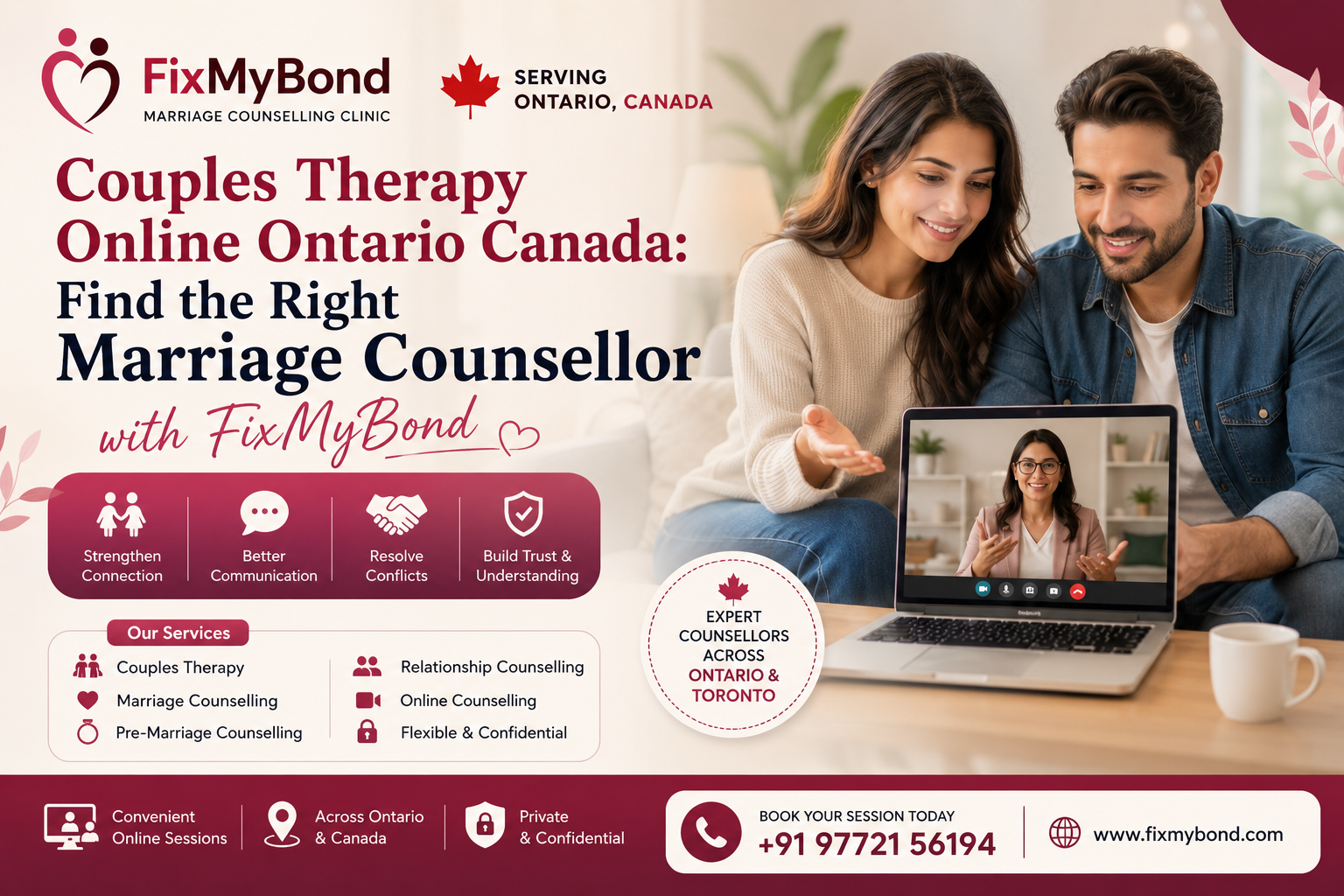 Couples Therapy Online Ontario Canada: Find the Right Marriage Counsellor with FixMyBond