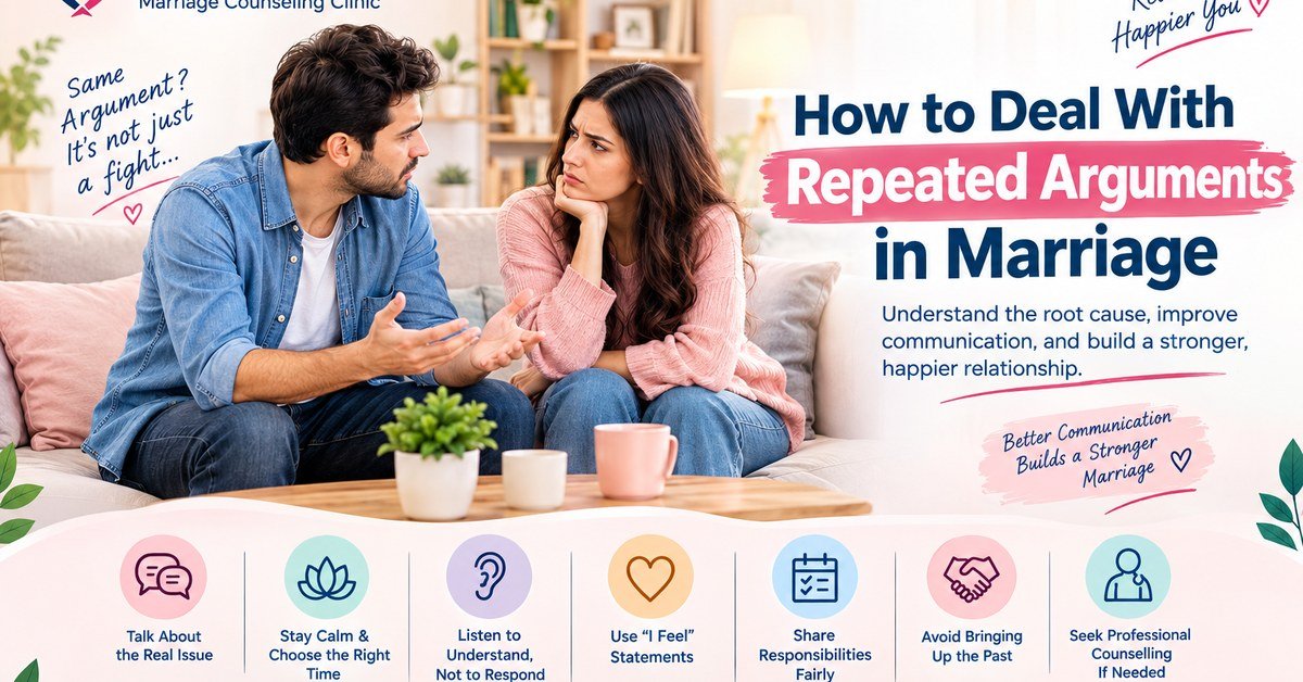 How to deal with repeated arguments in marriage and improve communication between couples.